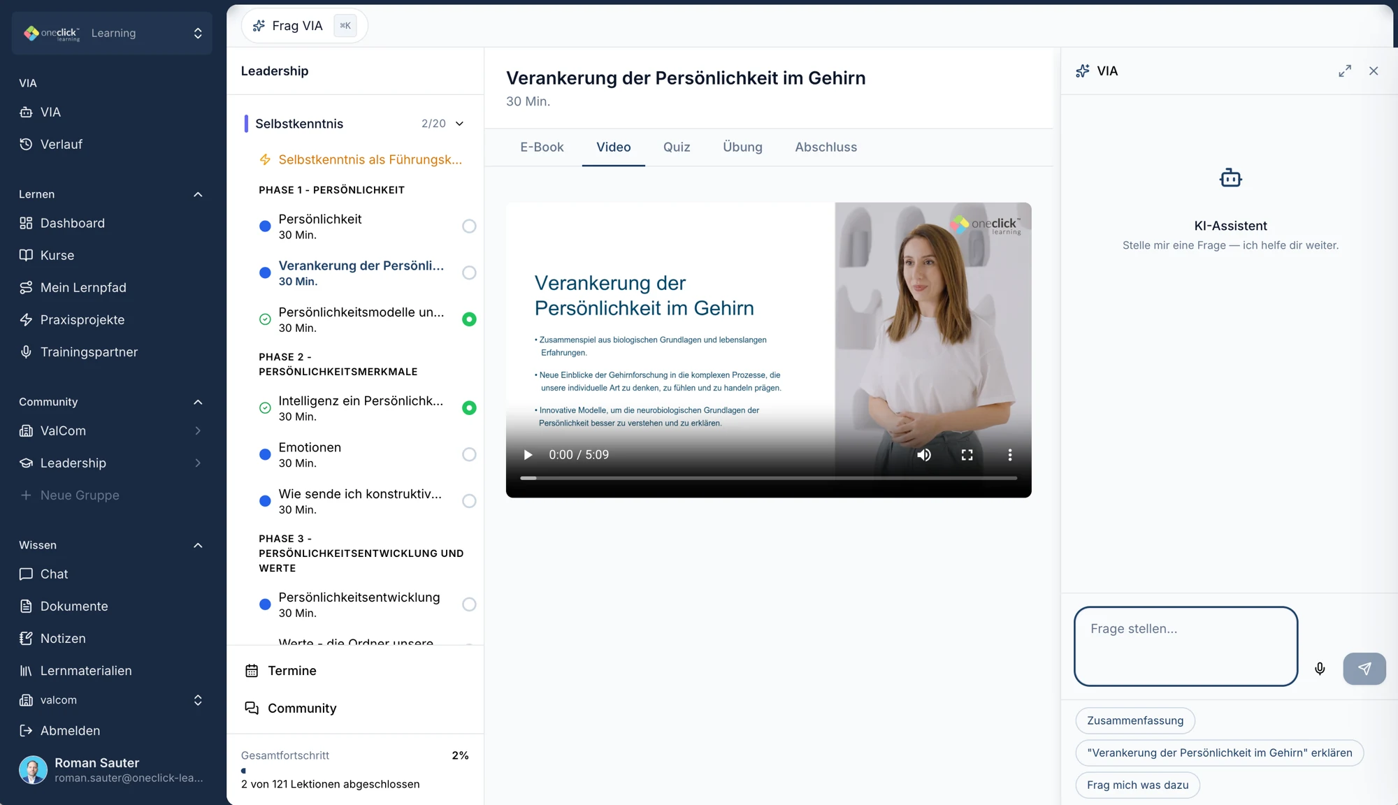 ValCom Learning Leadership-Kurs mit Video, E-Book, Quiz und KI-Assistent