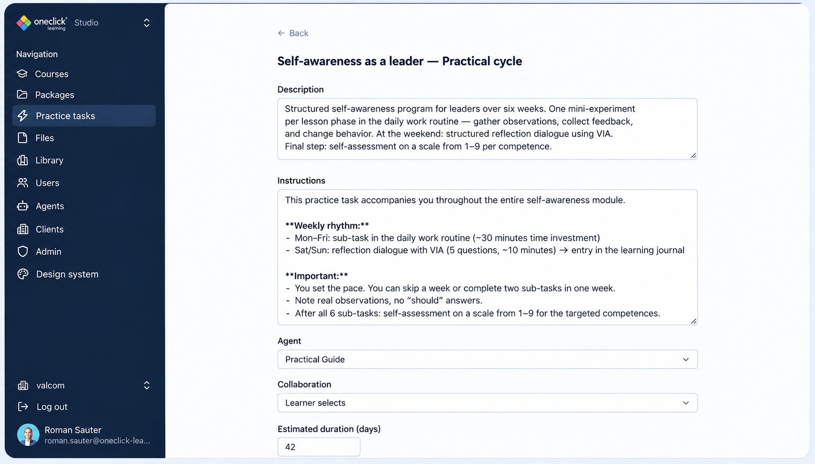 Practical project configuration in ValCom Studio