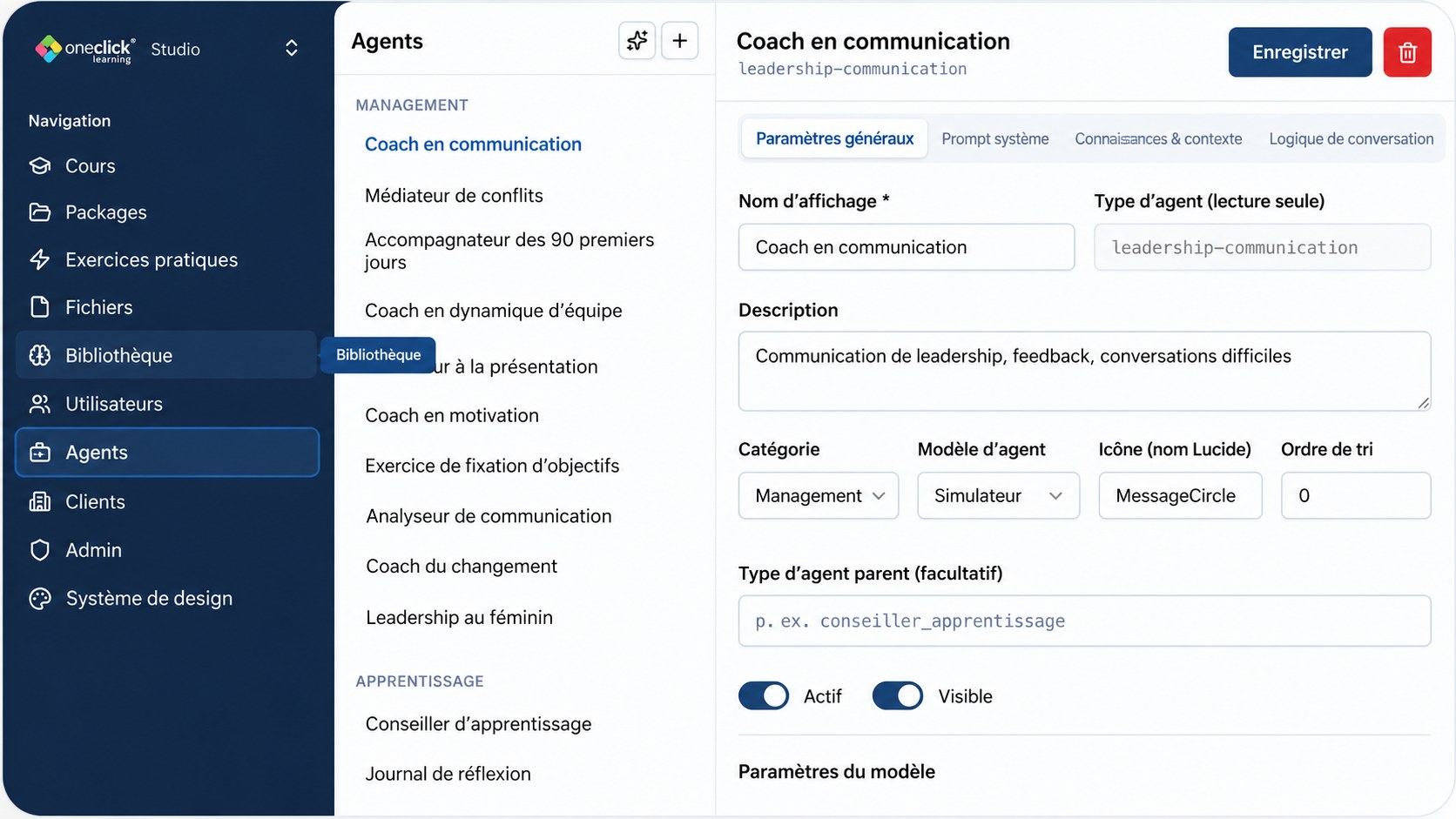 ValCom Studio – configuration d'agents IA propres, comme un coach en communication
