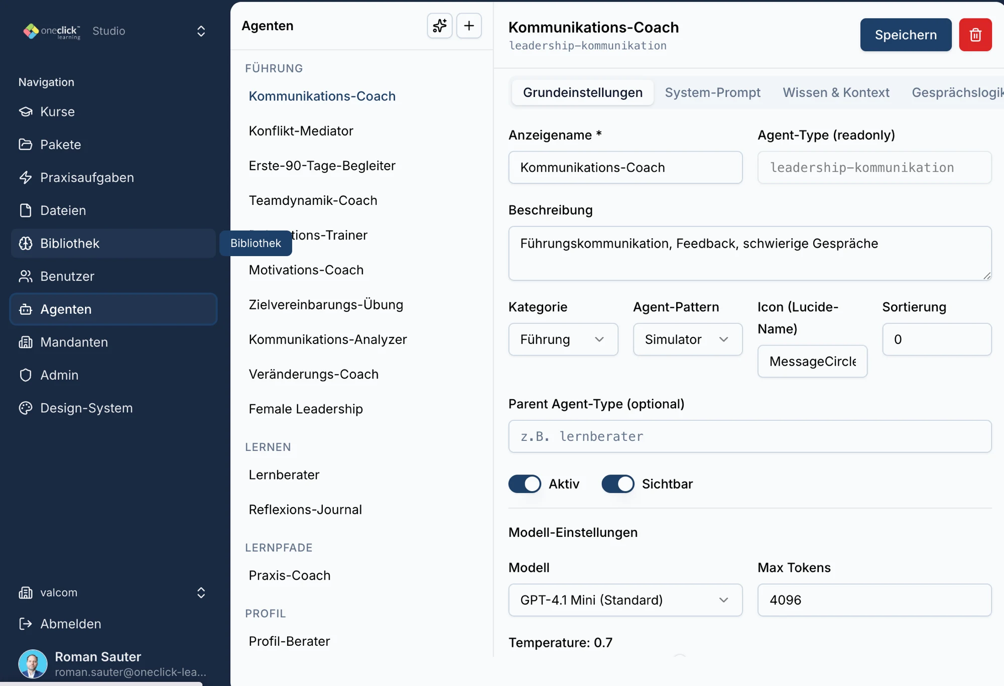 ValCom Studio – Konfiguration eigener AI-Agents wie Kommunikations-Coach
