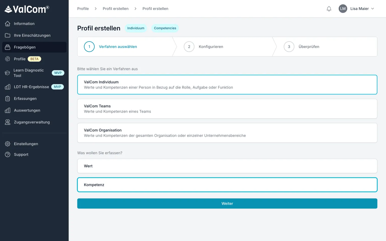 Create Value and Competency Profiles